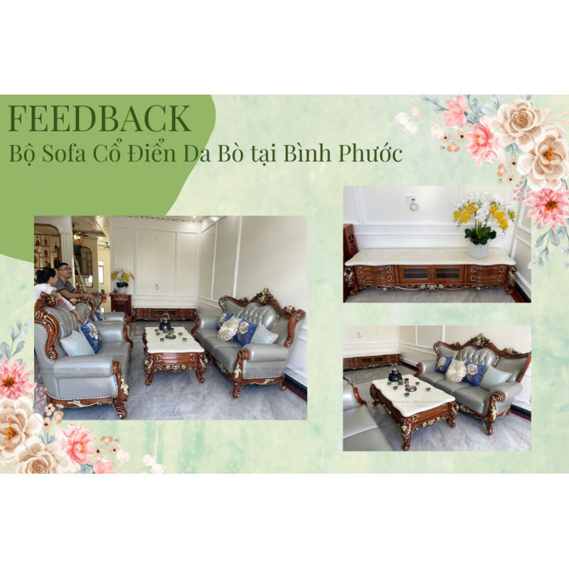 FEEDBACK | BỘ SOFA CỔ ĐIỂN DA BÒ TẠI BÌNH PHƯỚC