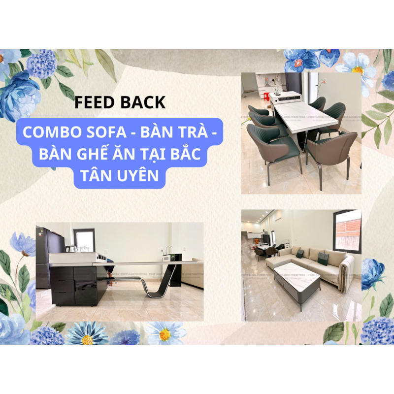 FEEDBACK | COMBO L-SHAPED SOFA - TEA TABLE AND DINING TABLE SET IN BAC TAN UYEN