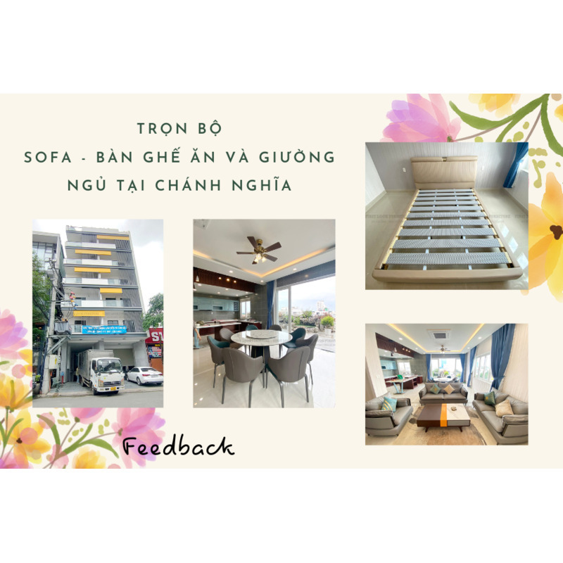 FEEDBACK | COMBO MODERN SOFA - TEA TABLE - TV SHELF - DINING SET - BED IN CHANH NGHIA