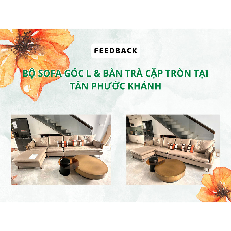 FEEDBACK | COMBO SOFA GÓC L VÀ BÀN TRÀ CẶP TẠI TÂN PHƯỚC KHÁNH