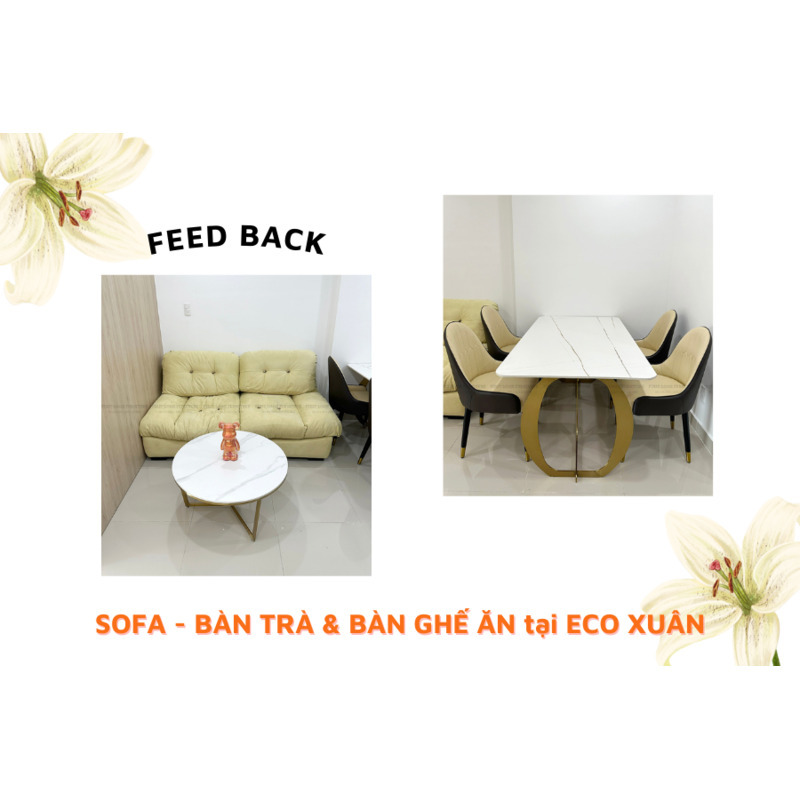 FEEDBACK | DINING SET AND TAPE SOFA - TEA TABLE IN ECO XUAN, THUAN AN