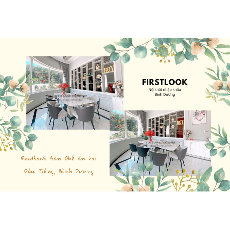 FEEDBACK | DINING TABLE WITH WHITE MARBLE SURFACE + CHAIRS IN DAU TIENG, BINH DUONG