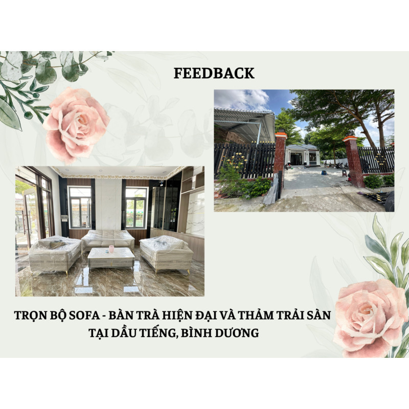 FEEDBACK | FULL SET MODERN SOFA - TEA TABLE AND RUG AT DAU TIENG, BINH DUONG.