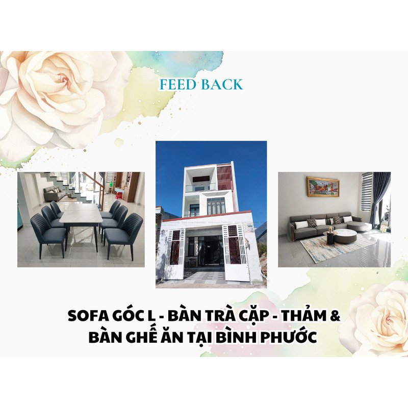 FEEDBACK | MODERN L-SHAPE SOFA & TEA TABLE - DINING SET IN BINH PHUOC
