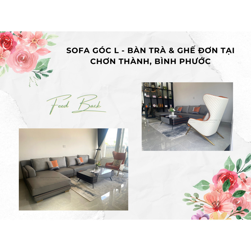 FEEDBACK | MODERN L-SHAPE SOFA & TEA TABLE - SINGLE CHAIR IN BINH PHUOC