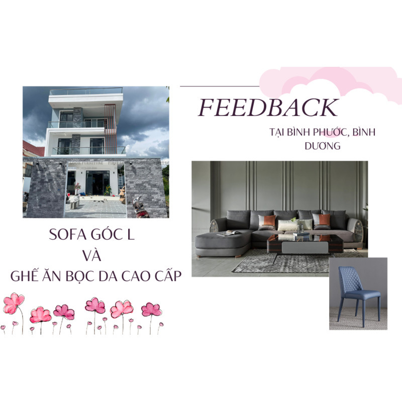 FEEDBACK | SOFA GÓC L KHUNG CHÂN PHỐI ĐÁ VÀ GHẾ ĂN BỌC DA TẠI BÌNH LONG, BÌNH PHƯỚC